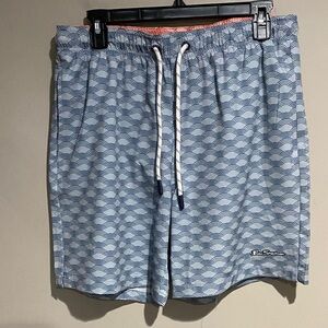 Ben Sherman Blue Wave Print Swim Trunks